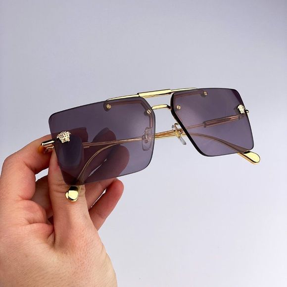 Versace VE2245 10028H Sunglasses Gold Violet Rectangle Unisex - Picture 8 of 10